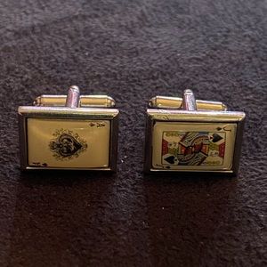 Stainless Steel & Enamel Poker Cufflinks